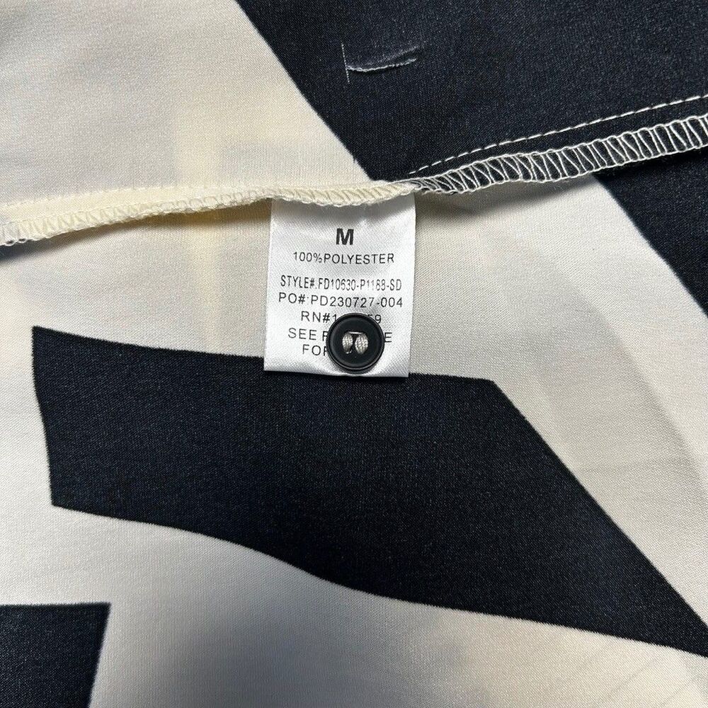 Dress Forum Los Angeles NY&C Geometric Wrap Maxi Dress Womens Medium Black Cream - Picture 10 of 11